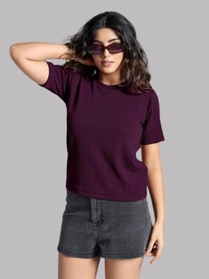 BEELLO STYLE Casual Solid Women Purple Top