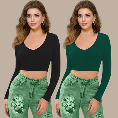 Kashonaa Casual Solid Women Green Top