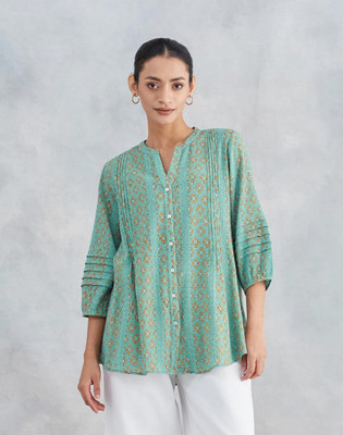 Fabindia Casual Printed Women Green Top