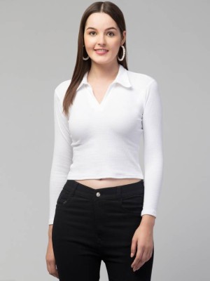 OWN FASHION CLASSIC Casual Solid Women White Top