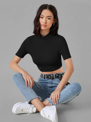 Kashonaa Casual Solid Women Black Top