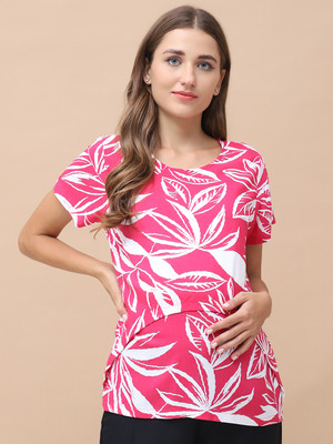 Secret Wish Casual Floral Print Women Pink Top
