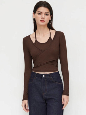 Istyle Can Casual Solid Women Brown Top