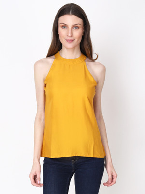 FEYRE Casual Solid Women Yellow Top