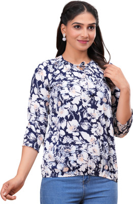 Pittra4ever Casual Printed Women Blue Top