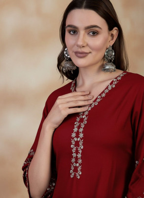 Mahira's Comfort Party Embroidered Women Maroon Top