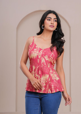 AKSHUNA Casual Printed Women Pink Top