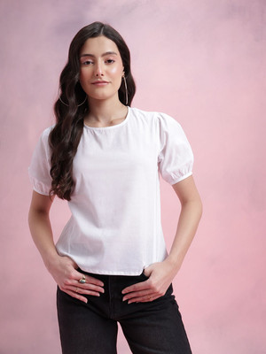 Dressberry Casual Solid Women White Top