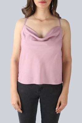 Azzurra Party Solid Women Purple Top