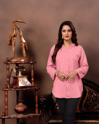 Bharat Origin Casual Solid Women Pink Top