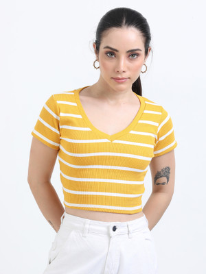 Sollobell Casual Solid Women Yellow Top