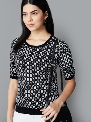 CODE by Lifestyle Casual Printed Women Black, White Top