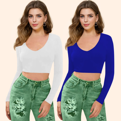 Kashonaa Casual Solid Women Blue Top