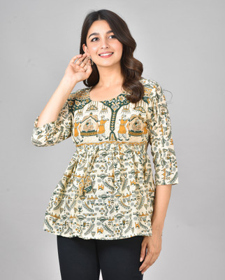 Rozycom Casual Printed Women Green Top