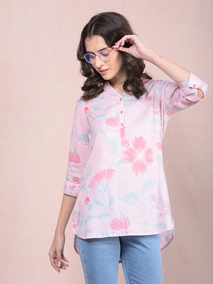 CRIMSOUNE CLUB Casual Floral Print Women Pink Top