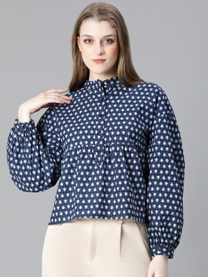 OXOLLOXO Casual Printed Women Dark Blue, Light Blue, Blue Top