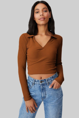 ASAD GARMENTS Casual Solid Women Brown Top