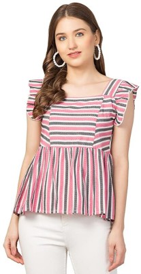 Saloni kumari Casual Striped Women Black, White, Pink Top