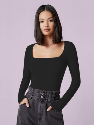 NAVYANKAA Casual Solid Women Black Top