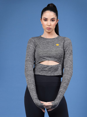 RIGO Casual Solid Women Grey Top