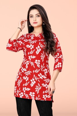 ShreeGuru Fashion Mart Casual Printed Women White, Red Top