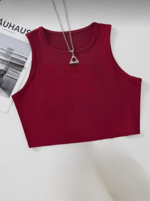 Mimmy Kids Casual Solid Women Maroon Top