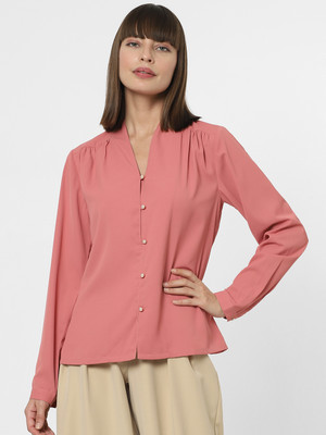 VERO MODA Casual Solid Women Pink Top