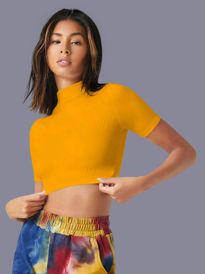 NAVYANKAA Casual Solid Women Yellow Top