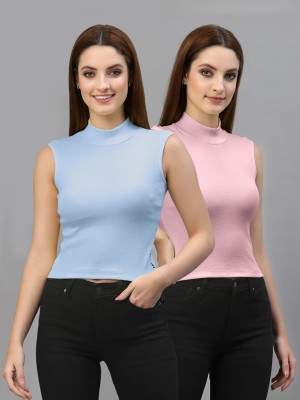 FRISKERS Casual Solid Women Light Blue, Pink Top