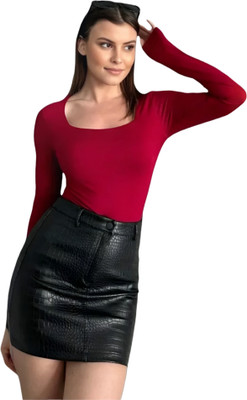 SIGHTBOMB Casual Solid Women Red Top