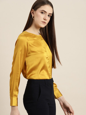 her by invictus Casual Solid Women Yellow Top