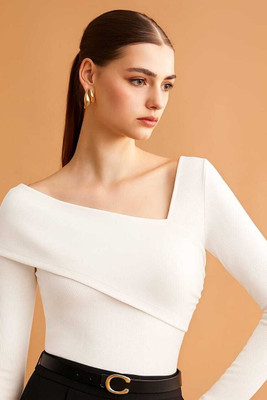 HANVIK Casual Self Design Women White Top