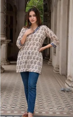 SAMAIRA CREATION Casual Printed Women Beige Top