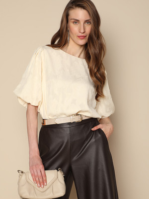 VERO MODA Casual Self Design Women Beige Top