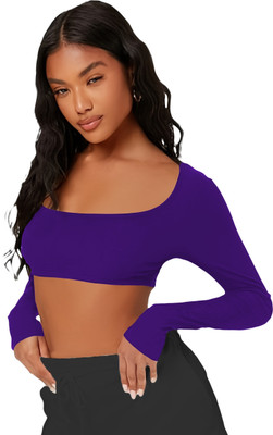 THE BLAZZE Casual Solid Women Purple Top