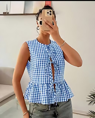 Sovi fashion Casual Solid Women Light Blue Top