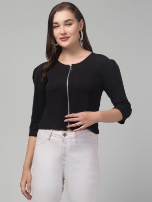 Rayware Casual Solid Women Black Top