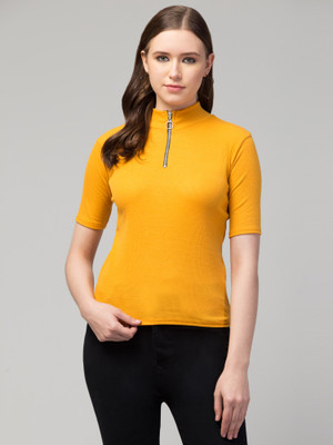 Alveen Empire Casual Solid Women Yellow Top