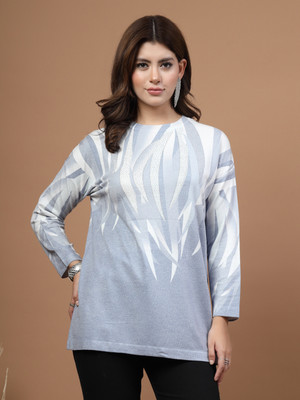 Mafadeny Casual Printed Women Blue, White Top