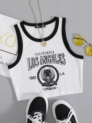 HRG Casual Graphic Print Women White Top