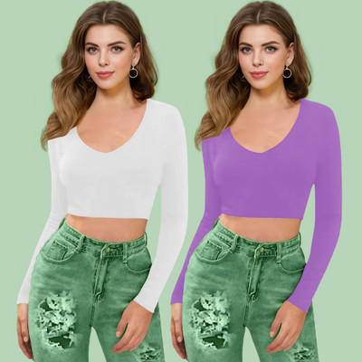 Dream Beauty Fashion Casual Self Design Women Purple Top