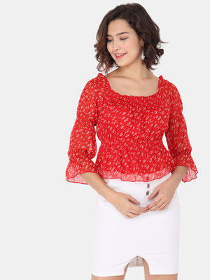 METRONAUT Casual Floral Print Women Red Top
