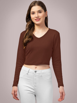 Kashonaa Casual Solid Women Brown Top