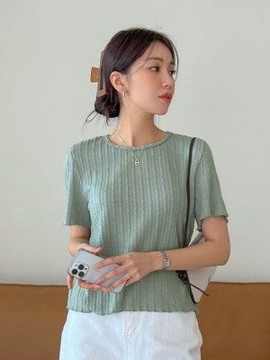 KANISHTHA Casual Self Design Women Light Green Top