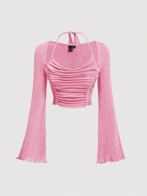 TRACEY Casual Color Block Women Pink Top