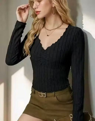 Sovi fashion Casual Solid Women Black Top