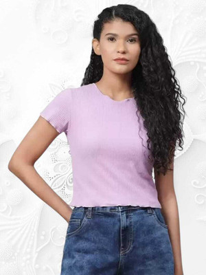 SHAHVEER CREATON Casual Solid Women Purple Top