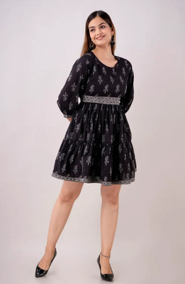 SHREE KRISHNA CREATION Formal Printed Women Black Top