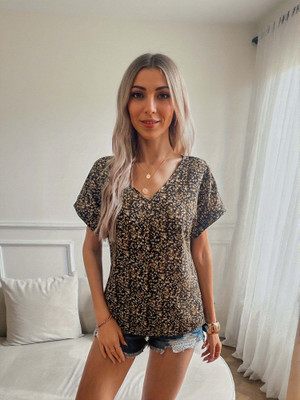 OUTZIDR Casual Printed Women Black Top