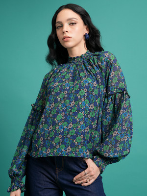 Tokyo Talkies Casual Printed Women Beige, Dark Blue, Dark Green Top